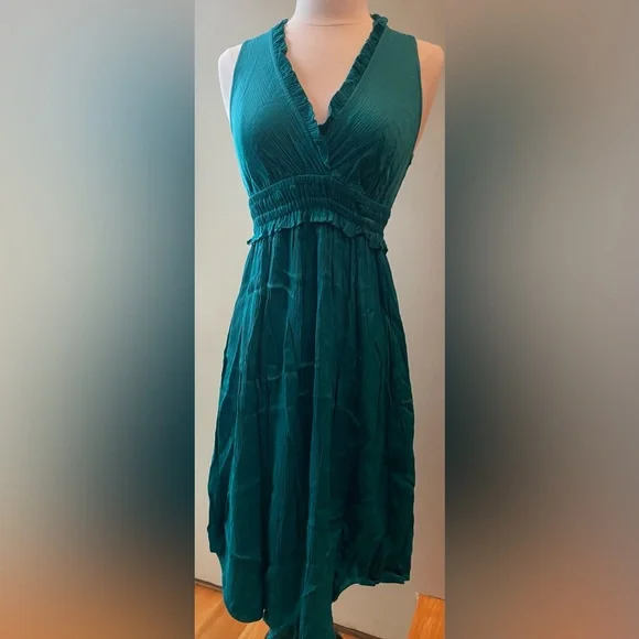 Anthropologie Smocked Maeve Dress-Teal - Picture 2 of 7